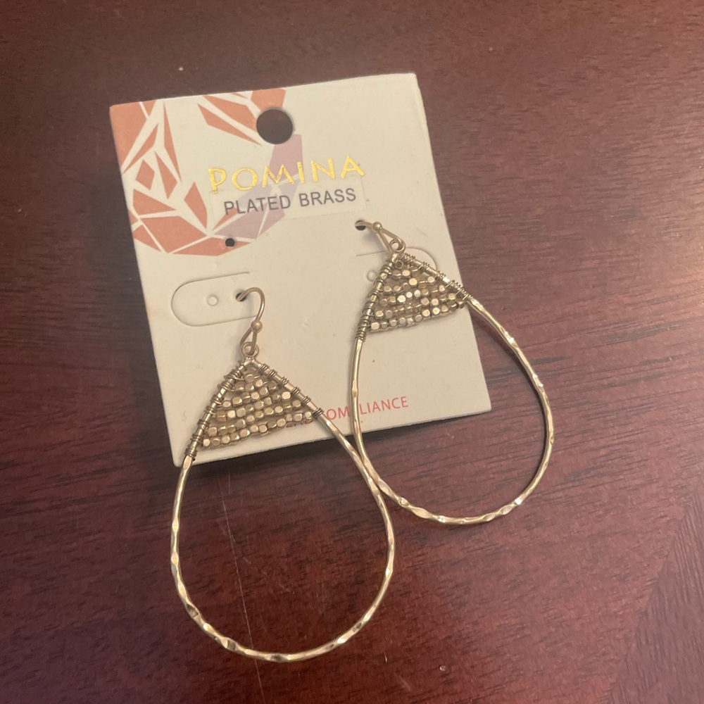 Gold hoop drop earrings - Picture 3 of 3